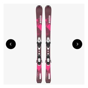 Salomon QST LUX Jr S Skis with C5 Bindings - Pink and Black